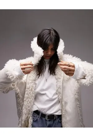 Topshop Cappotto di media lunghezza in pelliccia sintetica color anni 