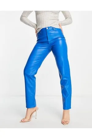 River Island Pantaloni dritti acceso in pelle sintetica