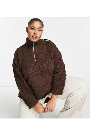 Pieces® Pieces Curve - Pile effetto peluche cioccolato con zip