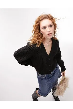 Topshop Cardigan in maglia con fondo risvoltato