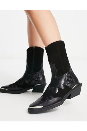 ASOS Avika - Stivali western in pelle neri