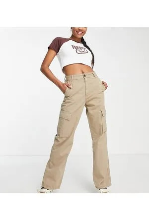 Stradivarius Petite - Pantaloni cargo dritti color grigio pietra