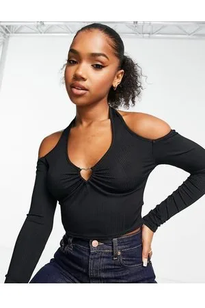 New Look Top allacciato al collo a maniche lunghe con cut-out
