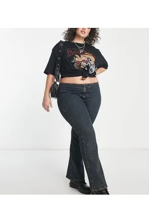ASOS ASOS DESIGN Curve - Jeans a zampa gessati