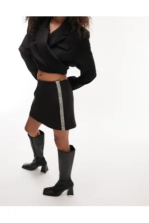 Topshop Minigonna nera con finiture con borchie