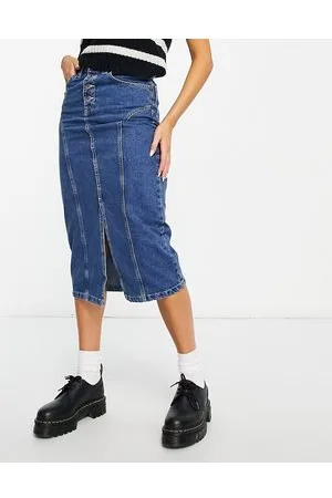 Kickers Minigonna in denim stile Y2K indaco con logo sul retro