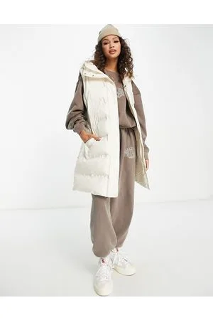 Pimkie Gilet oversize senza maniche écru con cappuccio