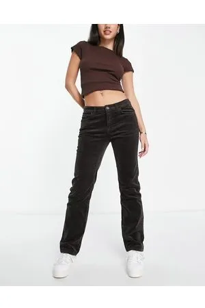 Weekday Pantaloni dritti marroni a coste
