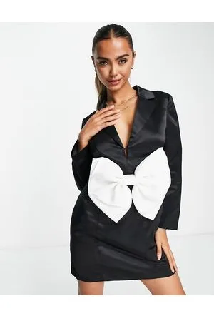 Band of Stars Vestito corto premium in raso bianco e con fiocco in organza