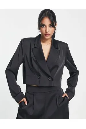 Flounce London Blazer corto in raso in coordinato