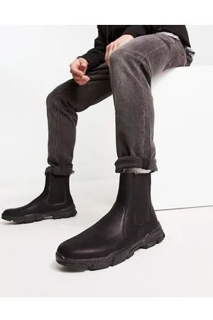 New Look Stivaletti neri con suola spessa e linguetta sul retro