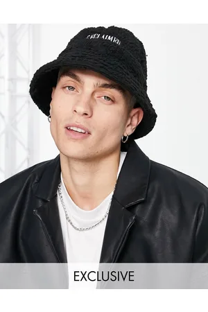 Reclaimed Cappello da pescatore unisex in pile borg con logo