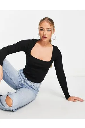 ASOS Top a maniche lunghe con scollo quadrato