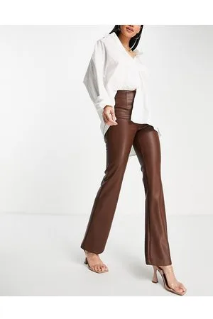 ASOS Pantaloni a zampa in pelle sintetica color cioccolato