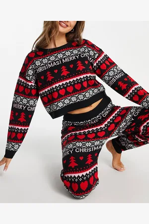 Brave Soul Maglione natalizio lavorato con motivo Fair Isle e joggers in coordinato