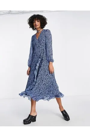 EDITED the label Vestito midi a portafoglio a fiorellini con volant