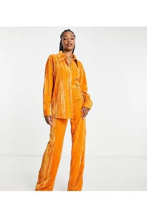 In The Style Esclusiva - Camicia oversize in velluto ocra in coordinato