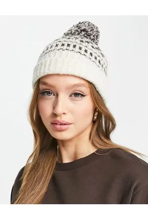 VERO MODA Berretto color crema con motivo Fair Isle e pompon