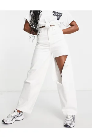 Topshop Jeans larghi con strappi bianchi