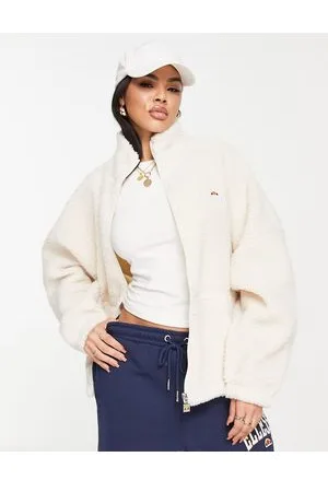 Ellesse Felpa in pile borg écru con cerniera lampo