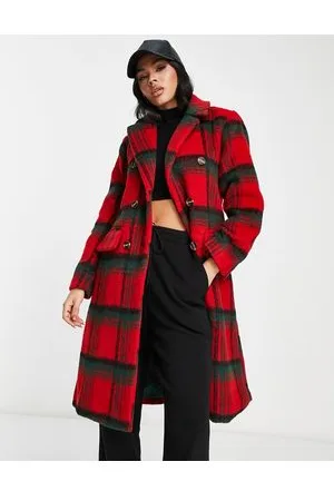 QED London Cappotto doppiopetto taglio lungo a quadri