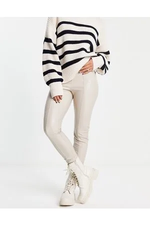 New Look Leggings in pelle sintetica crema