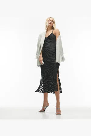 Topshop Vestito sottoveste midi trasparente effetto dévoré animalier