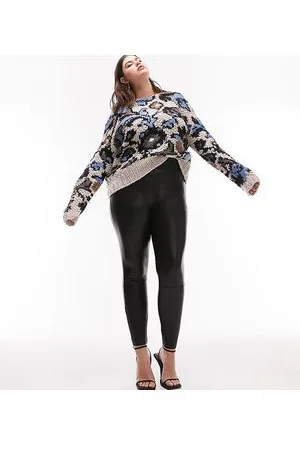 Topshop Curve - Pantaloni skinny in pelle sintetica nera