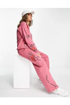 Damson Madder Joggers in cotone slavato con scarabocchi in coordinato