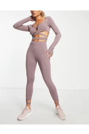 HIIT Leggings avvolgenti con laccetti color visone