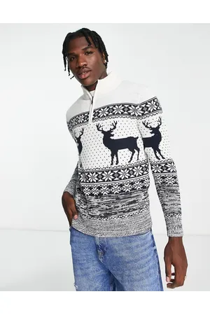 Brave Soul Maglione natalizio ottico con zip corta