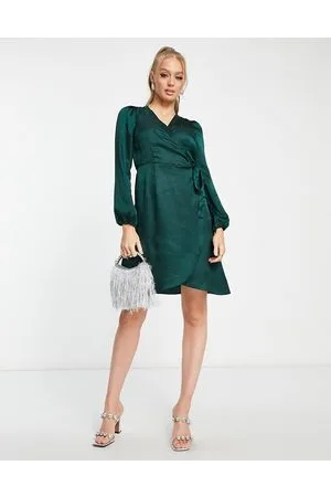 VERO MODA Vestito midi avvolgente in raso bosco