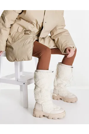 ASOS Casper - Stivali invernali con suola spessa in pile borg beige