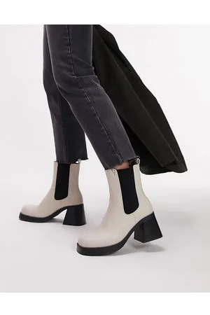Topshop Bay - Stivaletti Chelsea con tacco e punta quadrata sporco