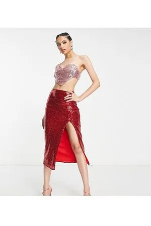 Collective The Label Esclusiva - Gonna al polpaccio rossa con paillettes