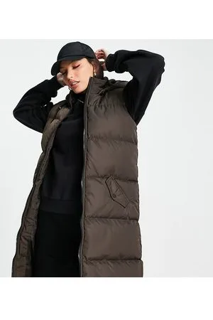 Brave Soul Tall - Cello - Gilet taglio lungo color cioccolato con cappuccio