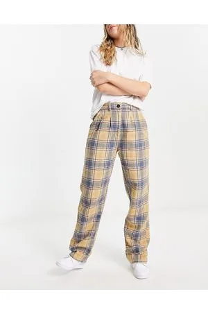 Obey Pantaloni di flanella a quadri, blu vintage