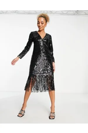Y.A.S Vestito midi con paillettes e frange
