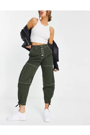 River Island Pantaloni cargo multitasche kaki