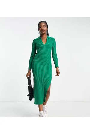 In The Style Esclusiva x Billie Faiers - Vestito midi a coste con colletto