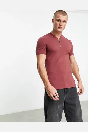 ASOS T-shirt elegante attillata bordeaux con zip