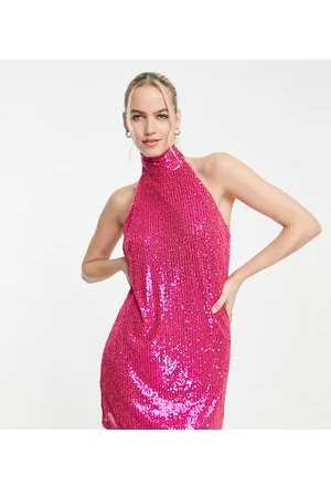 Jaded Rose Vestito corto allacciato al collo acceso con paillettes