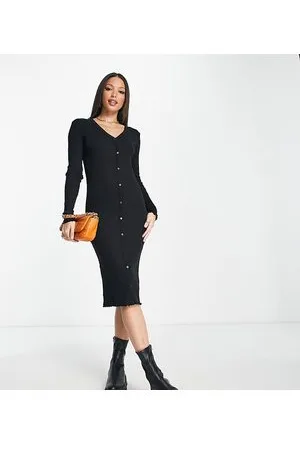 VERO MODA Vestito midi a coste con bottoni