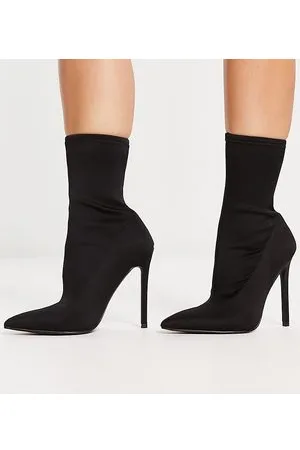 ASOS Eleanor - Stivaletti pianta larga a calza con tacco alto neri