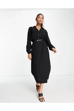 ASOS Vestito camicia midi a maniche lunghe con cintura