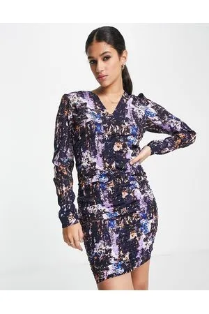Pieces® Esclusiva - Vestito corto in raso con stampa astratta