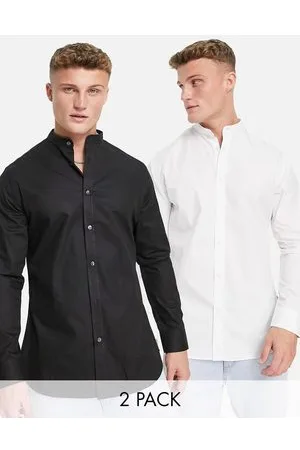 French Connection Confezione da 2 camicie con collo serafino bianca e nera