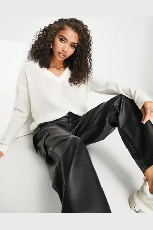 Brave Soul Kansas - Maglione bianco con scollo a V