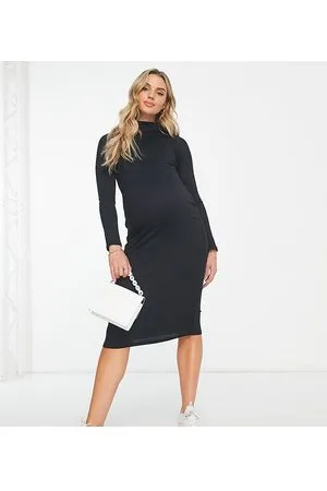 River Island Vestito midi accollato a coste