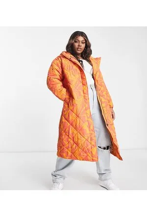 Glamorous Caterpillar - Cappotto trapuntato arancione effetto marmo